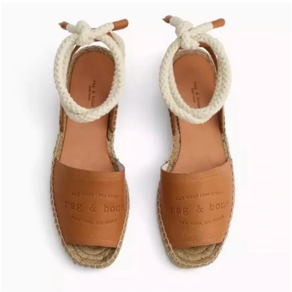 New Without Box Rag & Bone Estelle Tan Logo Espadrille Sandals Sz 36/6 $275